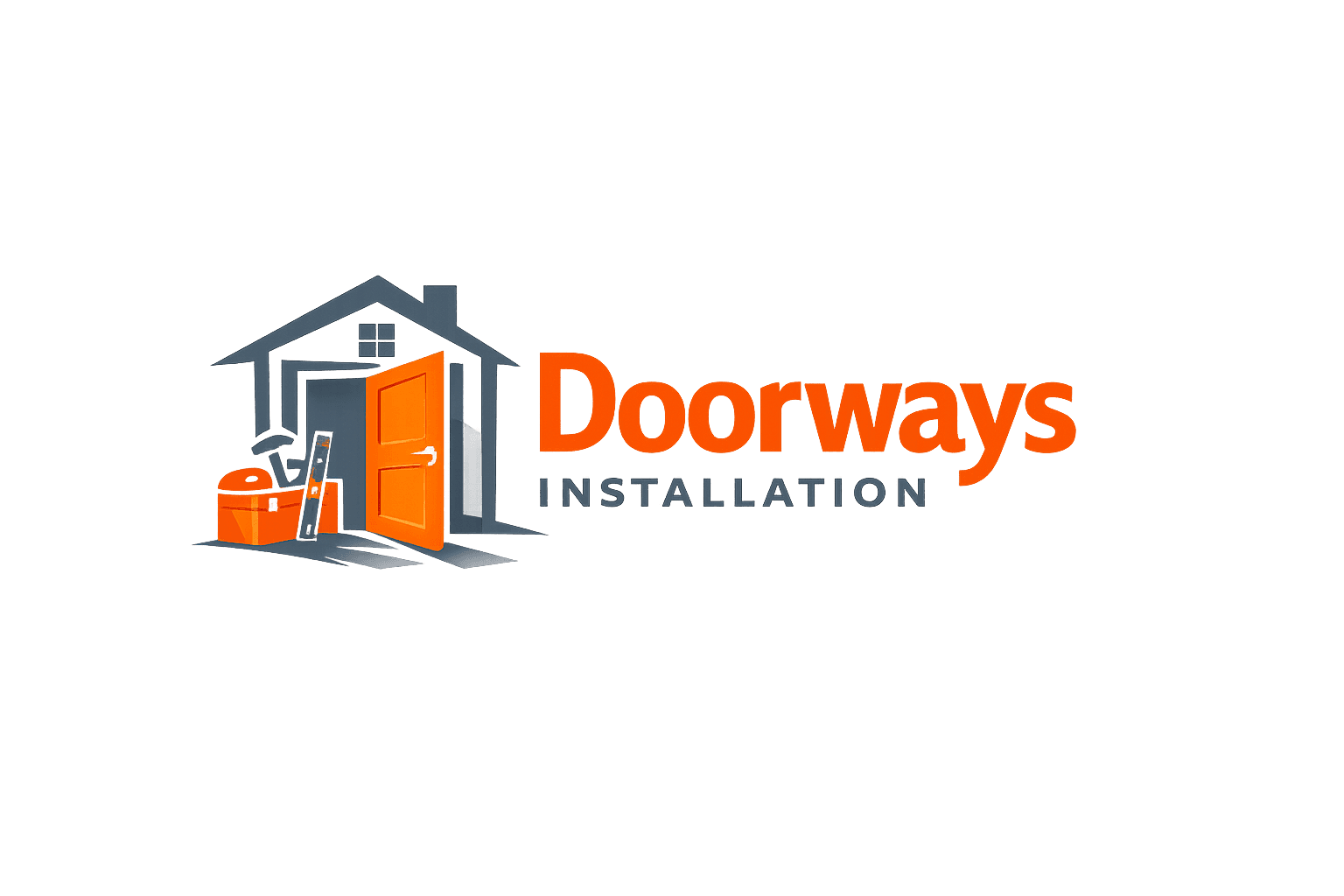 Doorways Installation logo with orange text and a blank background